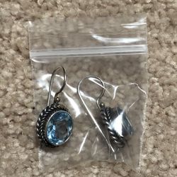 Blue Topaz & Sterling Silver Earrings 