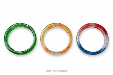 Set of 3 Handmade Glitter Resin Circle Pendants – Green, Autumn, USA