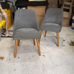 Mid-Century Upholstered Dining Chair - Wood Legs