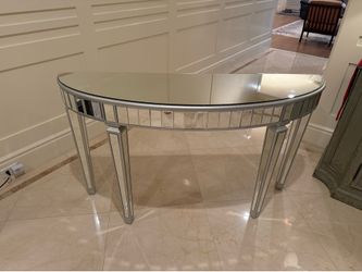 Mirrored half-moon console table