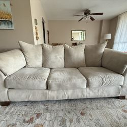 Beige Full Sofa, Loveseat & Ottoman Set – Used
