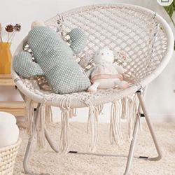 Beige Boho Rope Saucer Chair