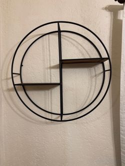 Two tiered round metal/wood shelf