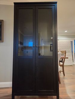 Two Hemnes bookcase with glass doors