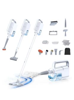 10-in-1 Steam Mop with Detachable Handheld Steamer, 350ml Tank, 10s Heat-Up, 248°F Steam Cleaner, 3-Level Control and Swivel Head for Floors, Carpets,