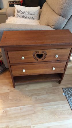 Vintage 2 drawer dresser with open heart and with open shelf