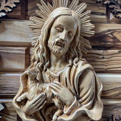 Jesus Olive Wood Carving Handmade From Jerusalem Size10.5 By 10.5
