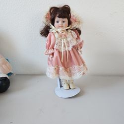 Vintage Porcelain Doll With Stand