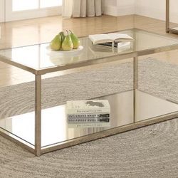 Chrome Coffee Table With Mirror Shelf