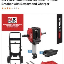 Milwaukee Mx Fuel Breaker Hammer 1 1/8 In With Battery And Charger No Car 