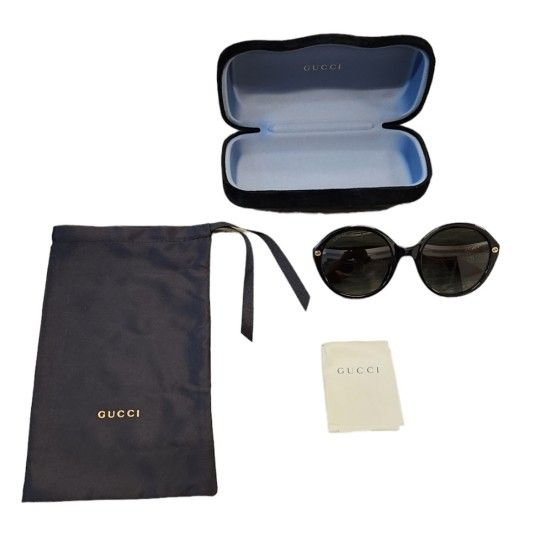 Gucci Women's Gucci Oval Black Ladies Sunglasses - GG0023S-003 Sunglasses