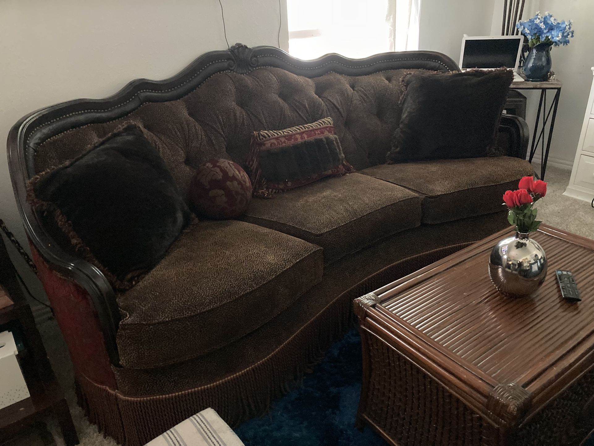 Leopard Print Curve Sofa/7Ft Long
