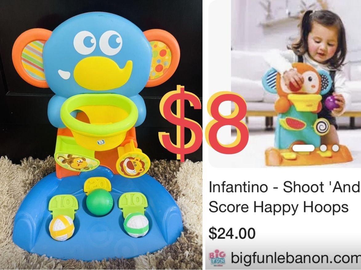 $8 Baby Toy Elephant Basketball Hoop Shoot & Score like New indoors outdoors sensory skills Toy