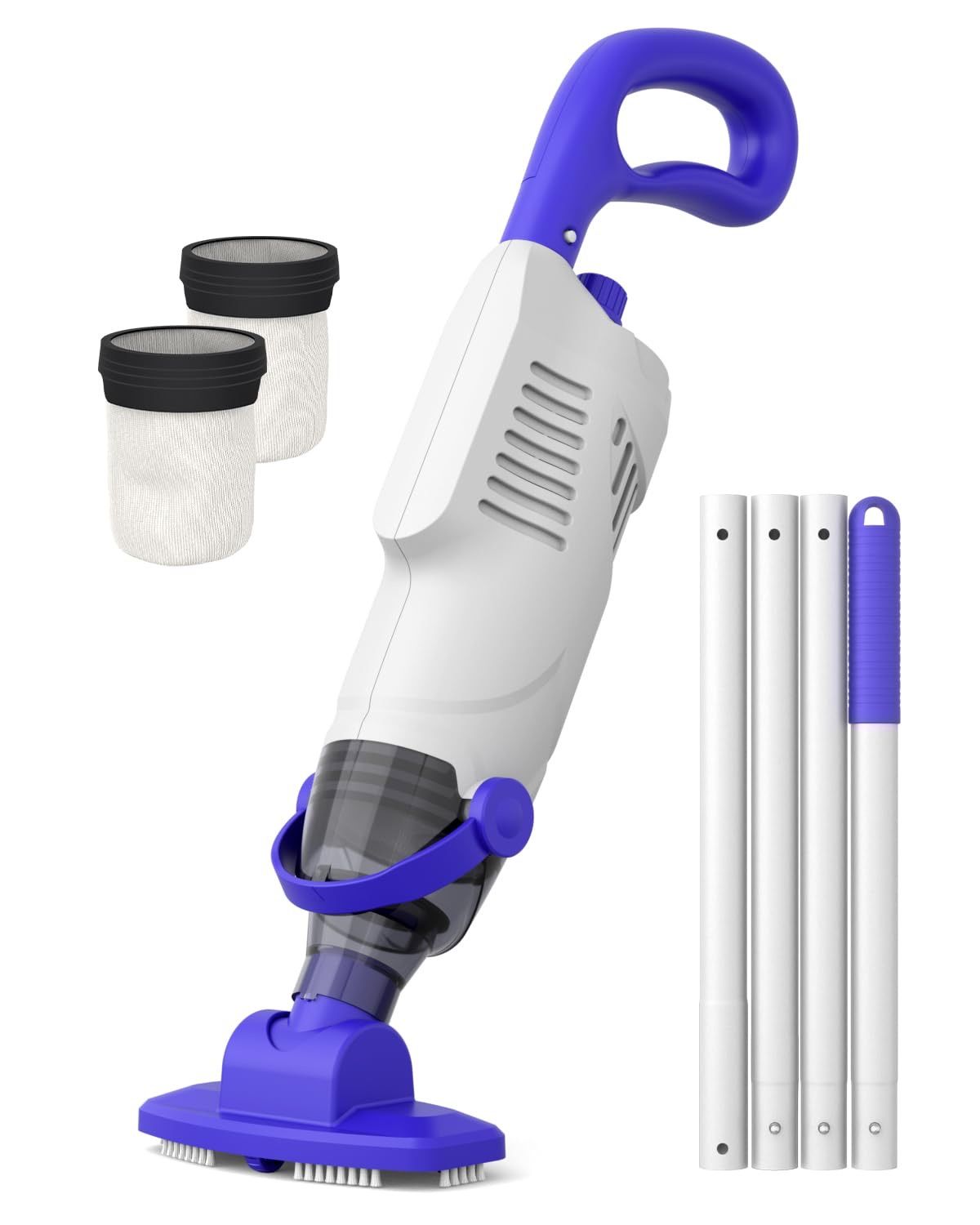Little Shark Pool Vacuum for Above Ground Pool, Hot Tub Vacuum with a 60w Motor,18 Gal/Min Powerful Suction, Compact & Light Pool Vacuum with 5000mAh