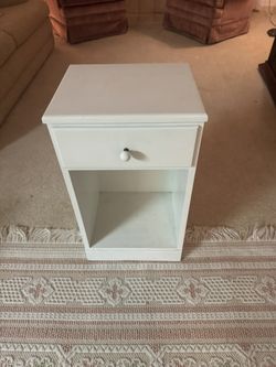 White Nightstand with Drawer & Open Shelf