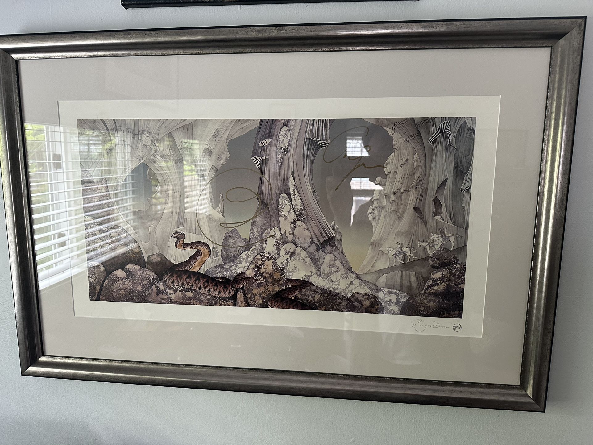 Yes - Relayer 1990 Lithograph Signed By Roger Dean And Band