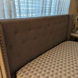 High Back Gray Bed Frame