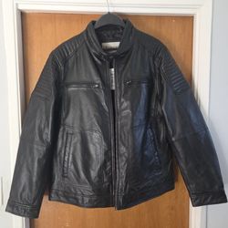 Men's real leather jacket XL black biker new 