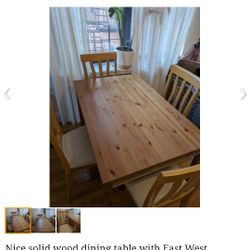 East West Chairs And Solid Wood Table 