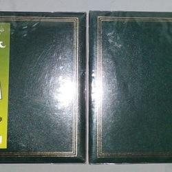 Two Vintage Pioneer Deluxe Memory Dk Green Gold Embossed Scrapbook Albums 25p
