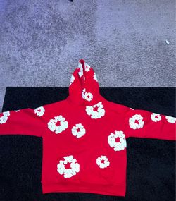 Red Demin tear hoodie