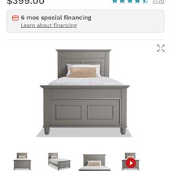Gray Twin bed and dresser almost new 