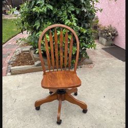 Vintage Solid Oak Desk Office Chair
