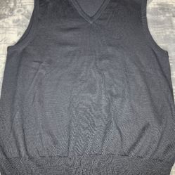 J.Crew Merino Wool Sweater Vest Mens Large Black V Neck