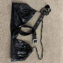 Top bra faux leather medium back open back 
