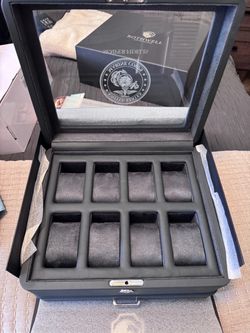Rothwell 8-Slot Watch Box with Glass Lid - USMC