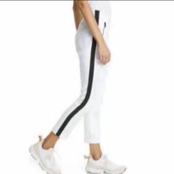 NWT Rag & Bone Pants Simone White Ankle High Rise Zipper Side Stripe Size 10