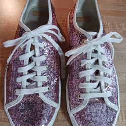 WOMEN'S KATE SPADE NEW YORK PINK GLITTERY TENNIS SHOES SIZE 7