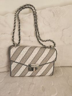 Michael Kors Signature Stripe Chain Shoulder Bag