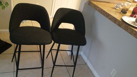 Set of 2 Black Frabic Bar Stools