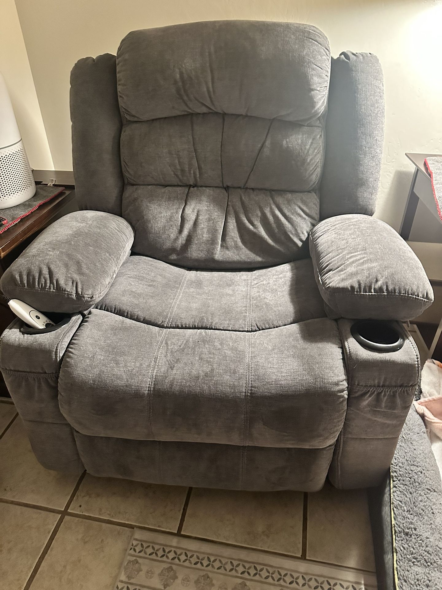 New Grey Recliner - Vibrate And Heat 
