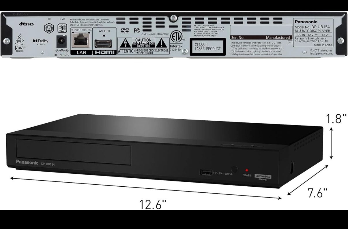 Panasonic 4K Blu Ray Player