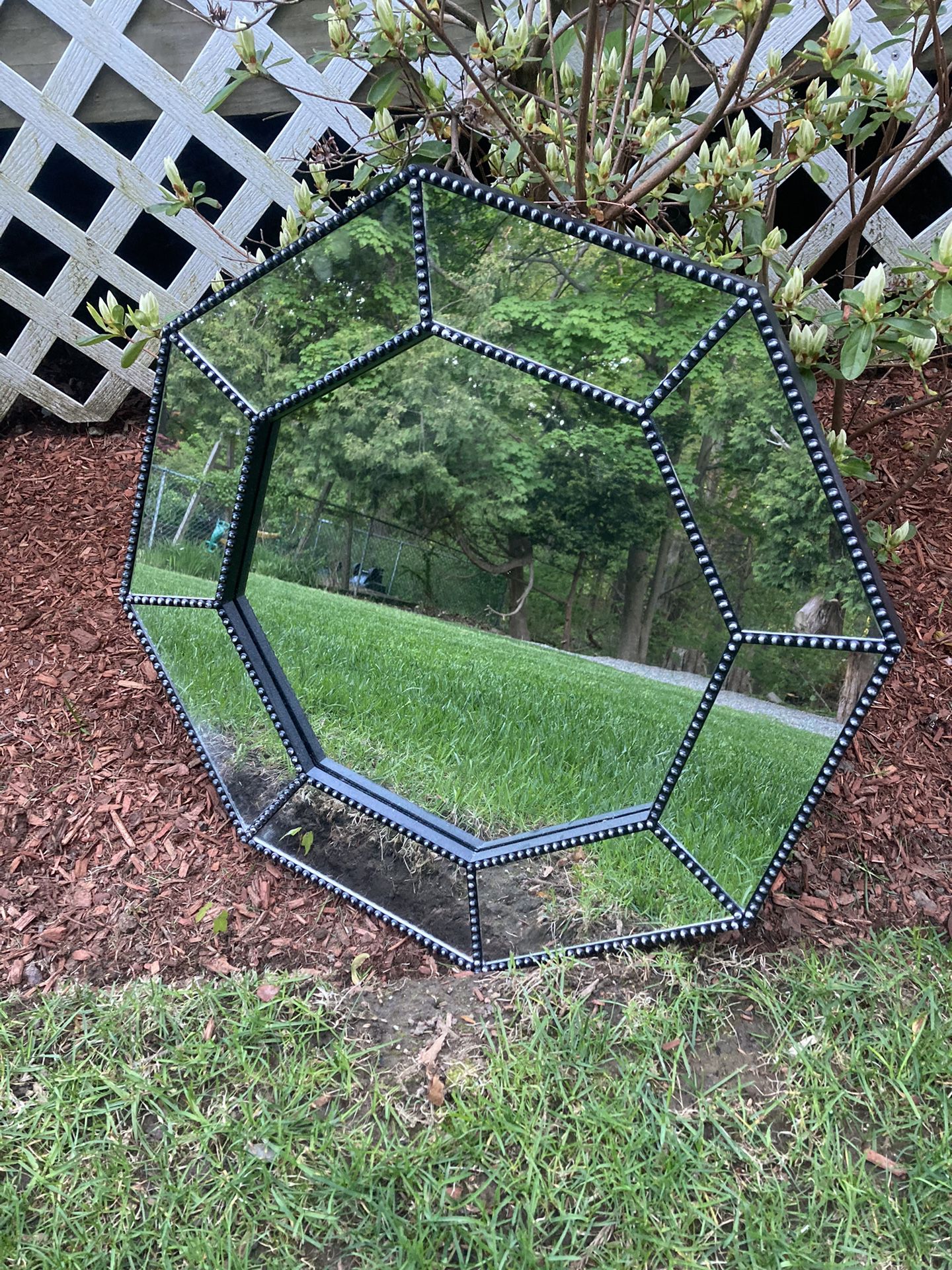 Octagonal Mirror With Stud Edging 
