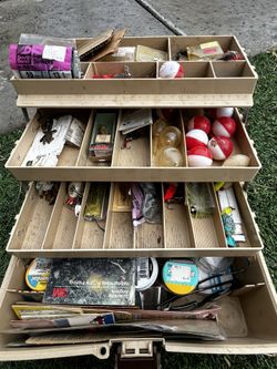 Vintage Old Pal 1030 Three-Tier Cantilever Tackle Box - Fully Loaded Collection