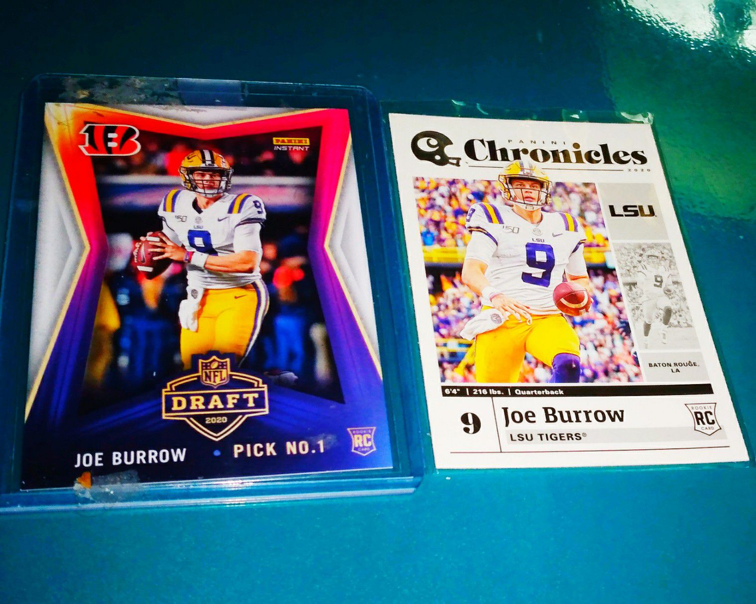Rare 2- CARD LOT OF 2020Joe BURROW CARDS 2020 CHRONICLES RC ANS THE 1ST OF JUST SLIGHTLY OVER 8000 OFFICIAL NFL DRAFT IN MINT CONDITION
