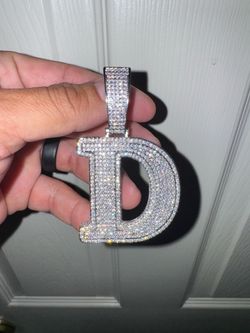 Iced Out mossinite Letter D Pendant