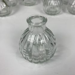 8 Glass Small Flower Vases With Fake Flowers 