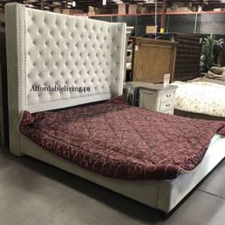 Cal King Ivory Velvet Bed Frame Brand New In Box