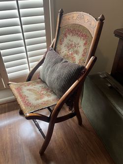 Antique Tapestry Folding Chair