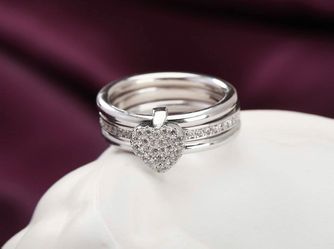 925 Sterling Silver with CZ Stones. 3 rings in one. Size 6