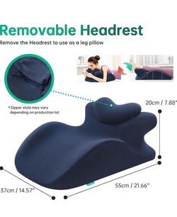 Navy Blue Wedge Pillow with Removable Headrest