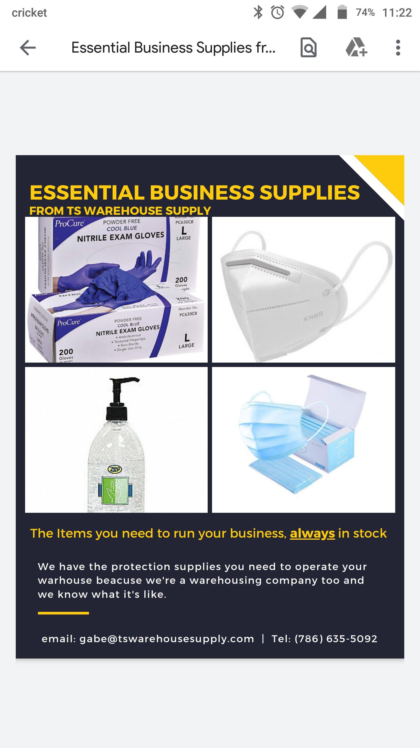 Medical supplies for business'.
