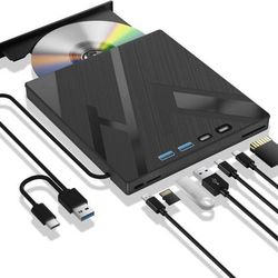 Brand New 7in1 External Blu Ray Bluray Drive Reader Burner and USB Hub
