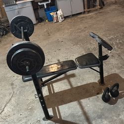 Workout bench set with set of 20p dumbbells. Read Description.