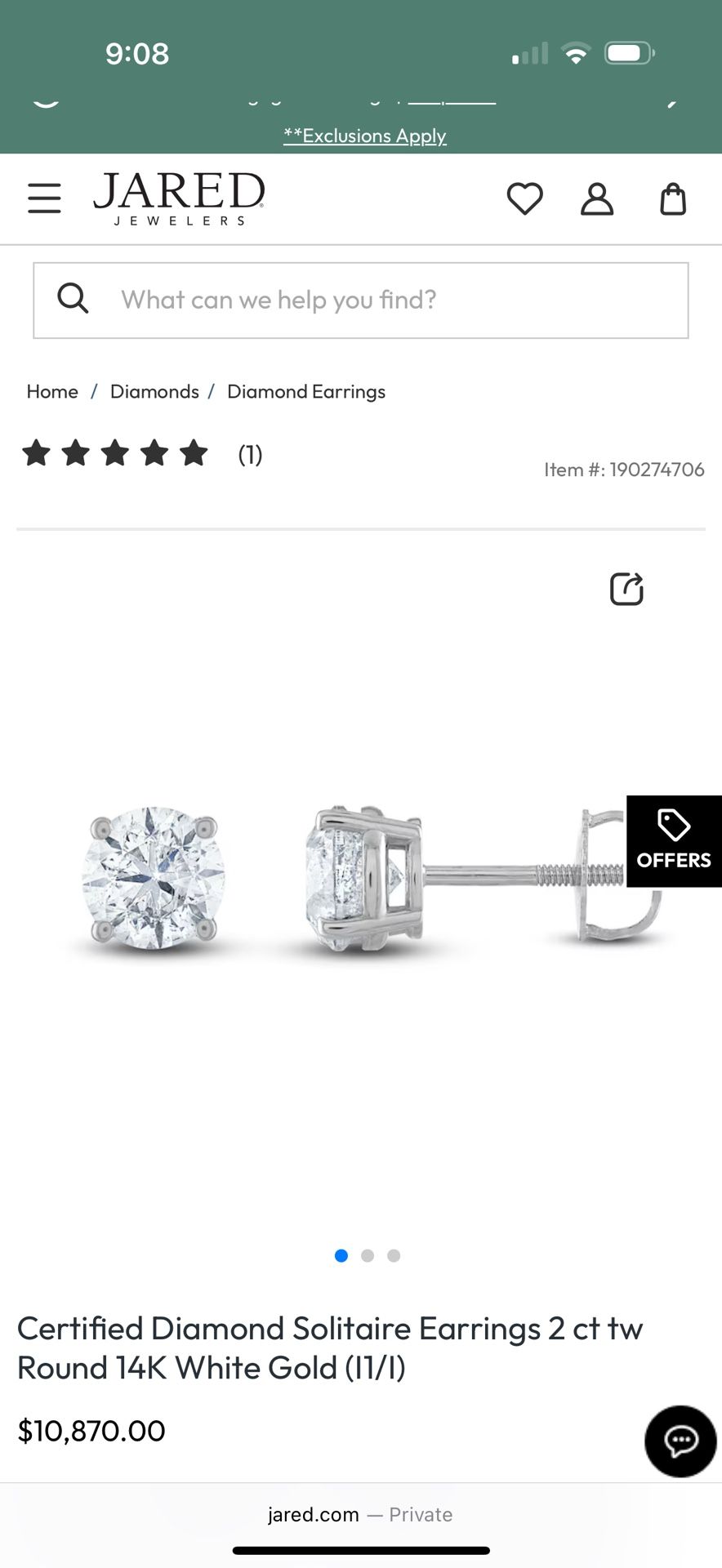 2   Pairs   2 KT  Diamond Earrings  Yellow Gold 