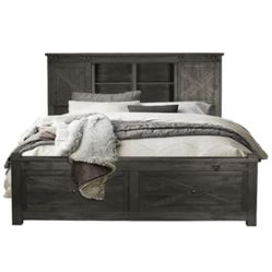 King Size Bed With Book Shelf And Storage Drawers 